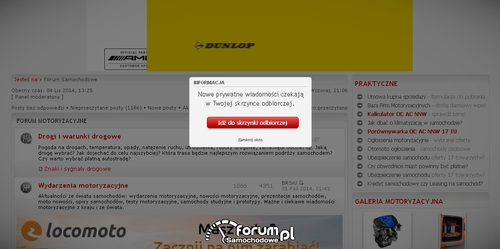 Informacja o nowej wiadomości na PW