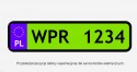 Tablica rejestracyjna - samochody elektryczne, przykład