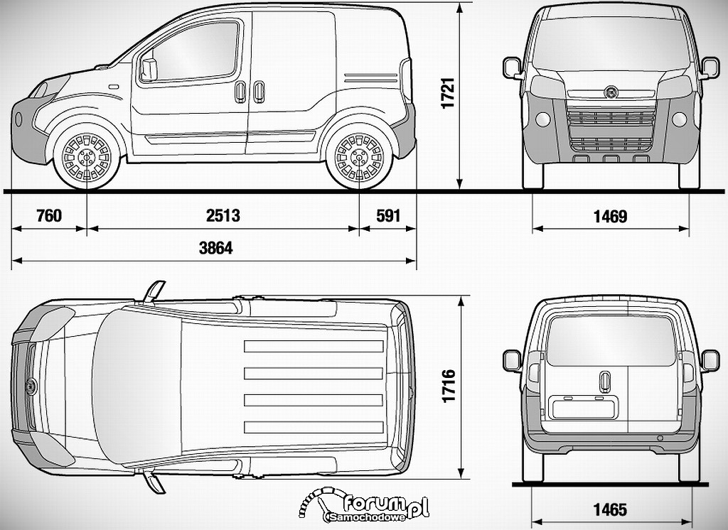Fiat Fiorino, wymiary