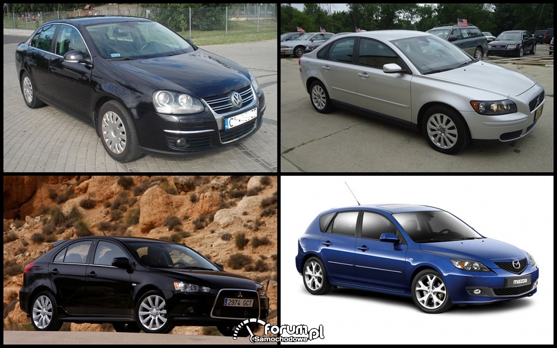 Mazda 3 I, Mitsubishi Lancer VIII, Volvo S40 II, VW Jetta A5