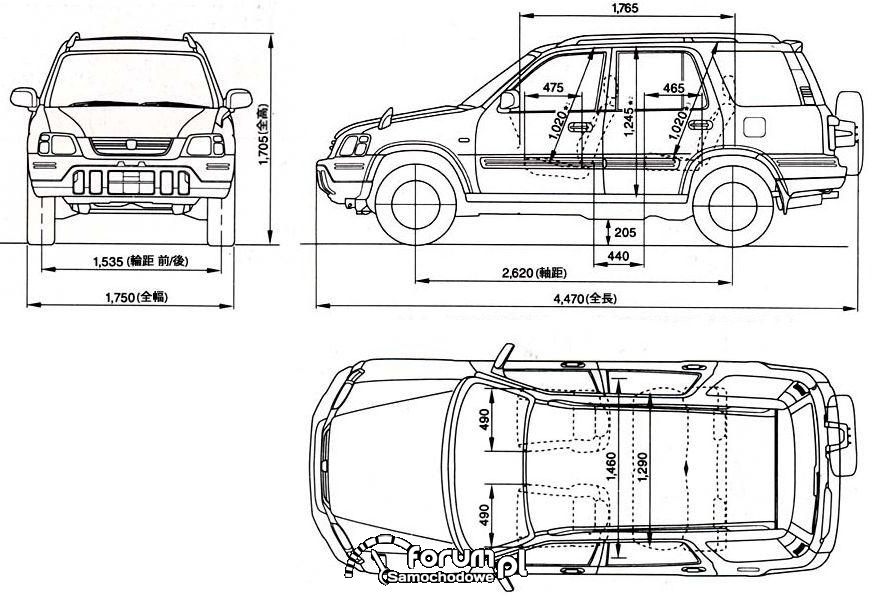 Honda CRV I wymiary