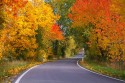 Droga asfaltowa, jesienny krajobraz