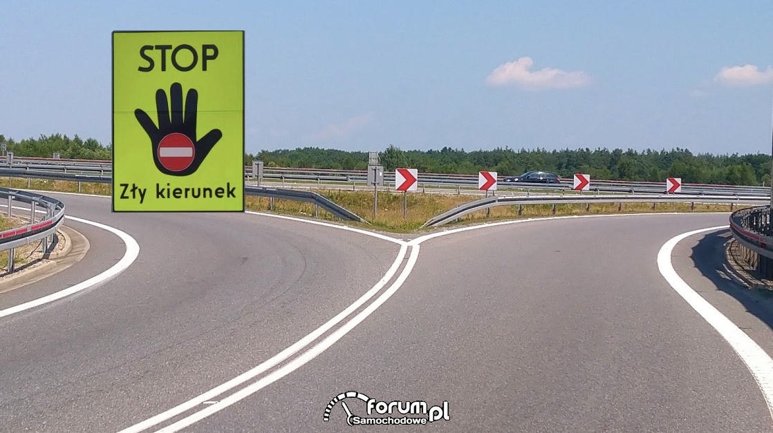 STOP - zły kierunek, znak
