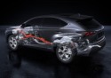 Lexus RX 450h, przekrój układu napędowego i wydech