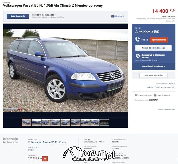 Passat C5 WVWZZZ3BZ4E119867 korekta przebiegu