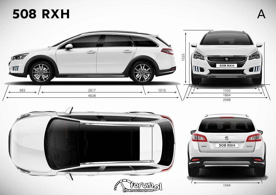 Peugeot 508 RXH, wymiary samochodu