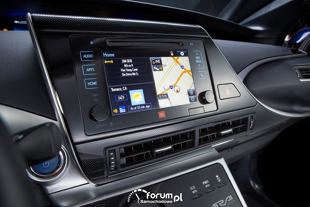 Toyota Mirai, środkowa konsola z ekranem dotykowym