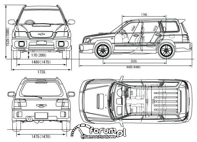 Subaru Forester I wymiary