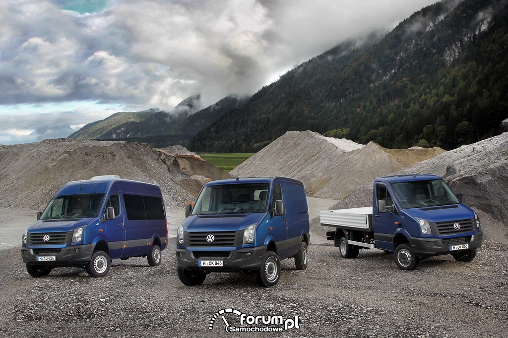 Volkswagen Crafter 4MOTION, wersjie nadwozia furgon, kombi, skrzyniowy